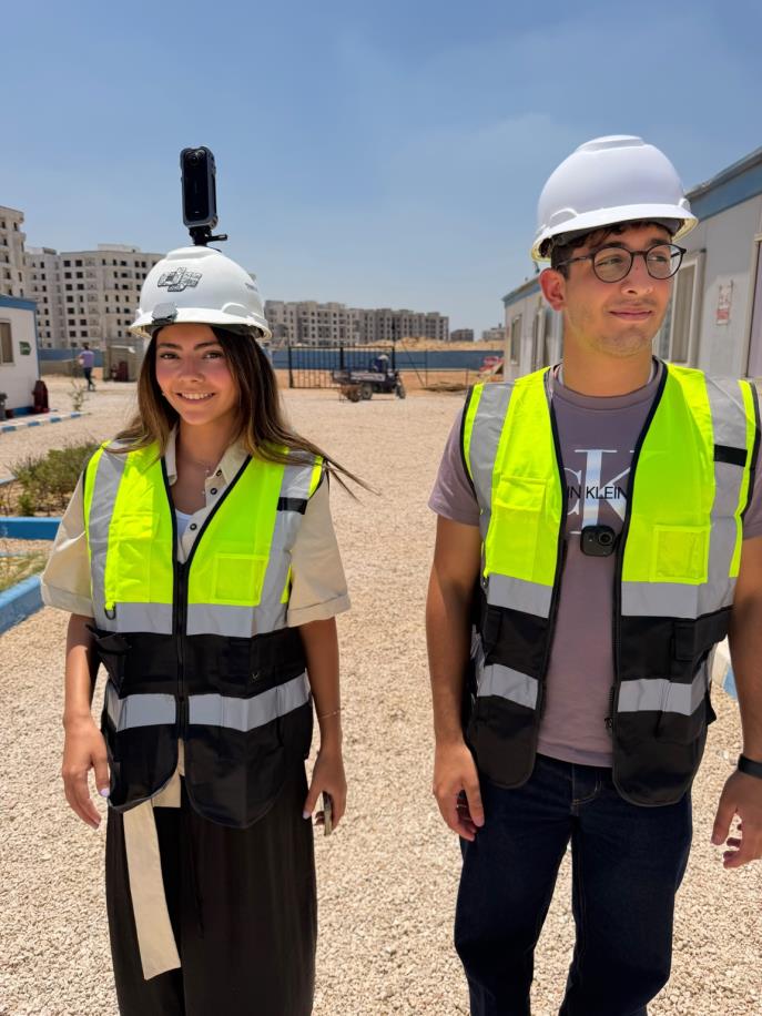 Undergraduate students capturing a construction site with 360-degree cameras during a FasTrack Academy workshop